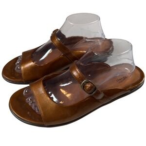 Dansko Bronze Metallic Leather Mary Jane Slide Sandals 41 6303167800 Open Toe